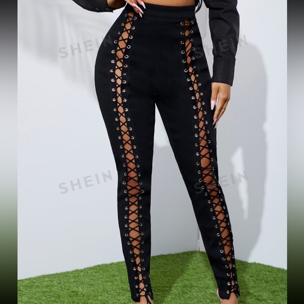 Shein lace up pants